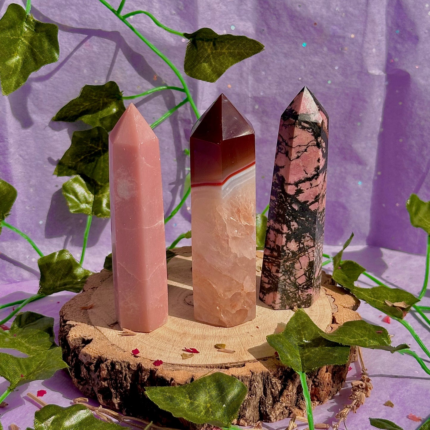 pink/red towers ~ pink opal, rhodonite & carnelian ~ choose your own