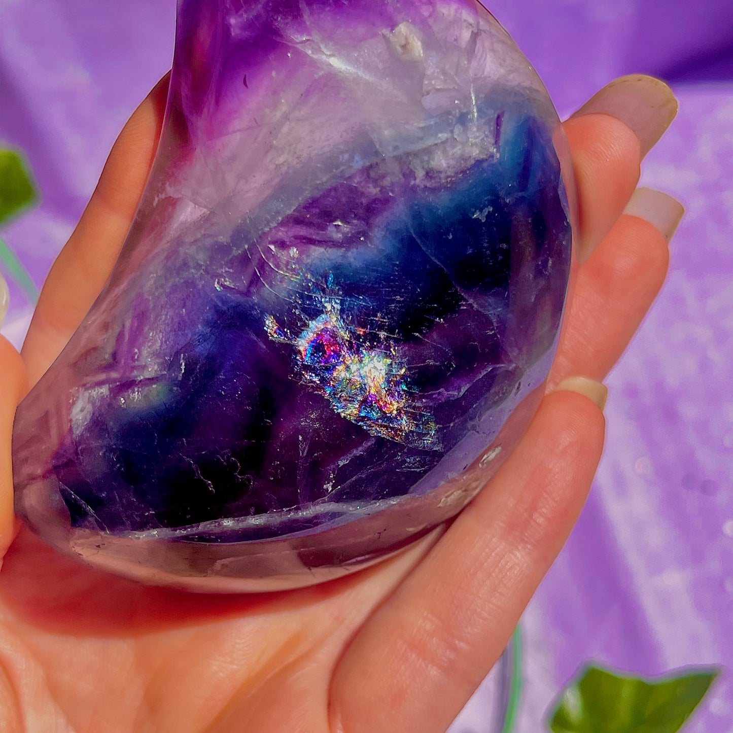 rainbow fluorite moon bowl D