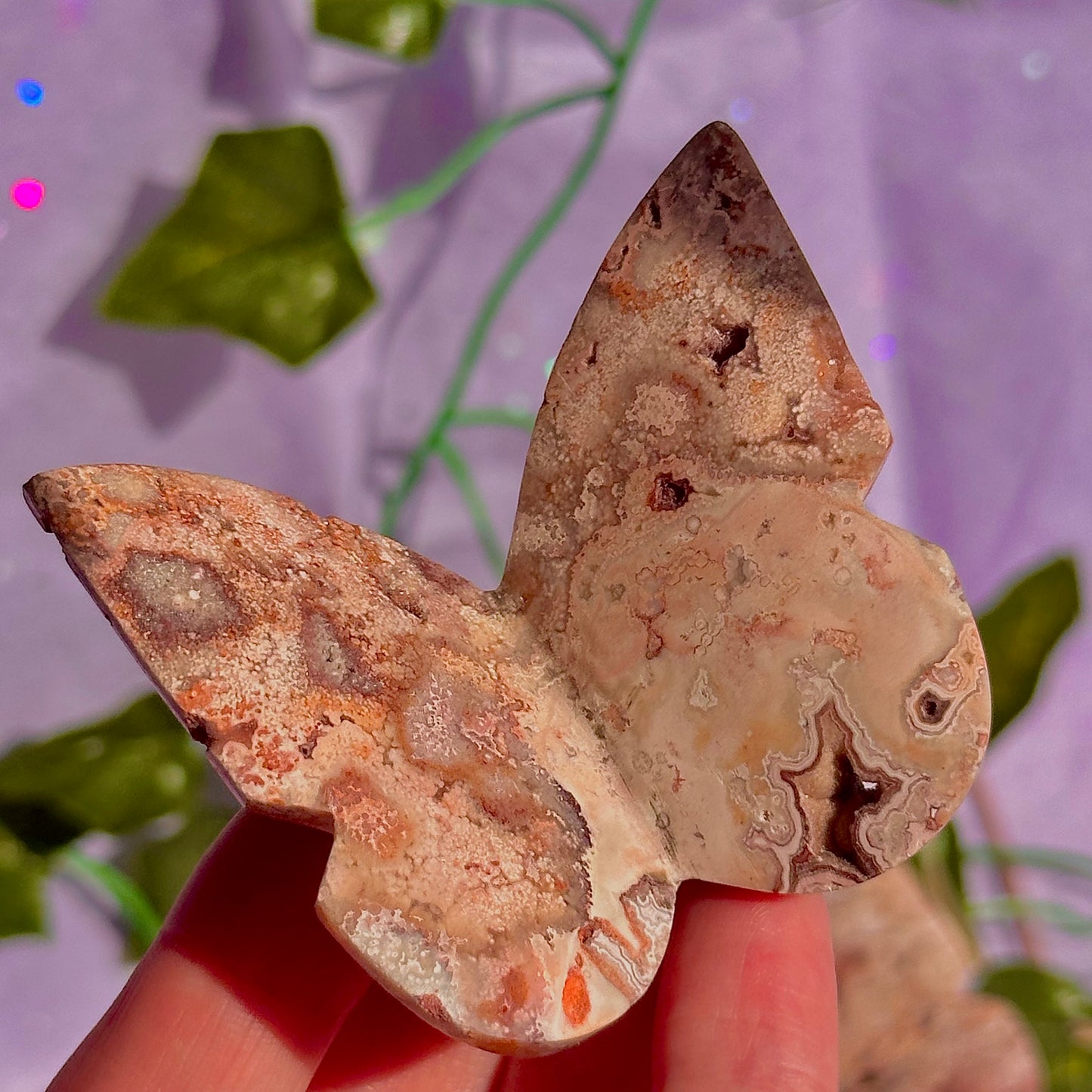 indonesian rare pink lace agate butterflies, self standing ~ choose your own