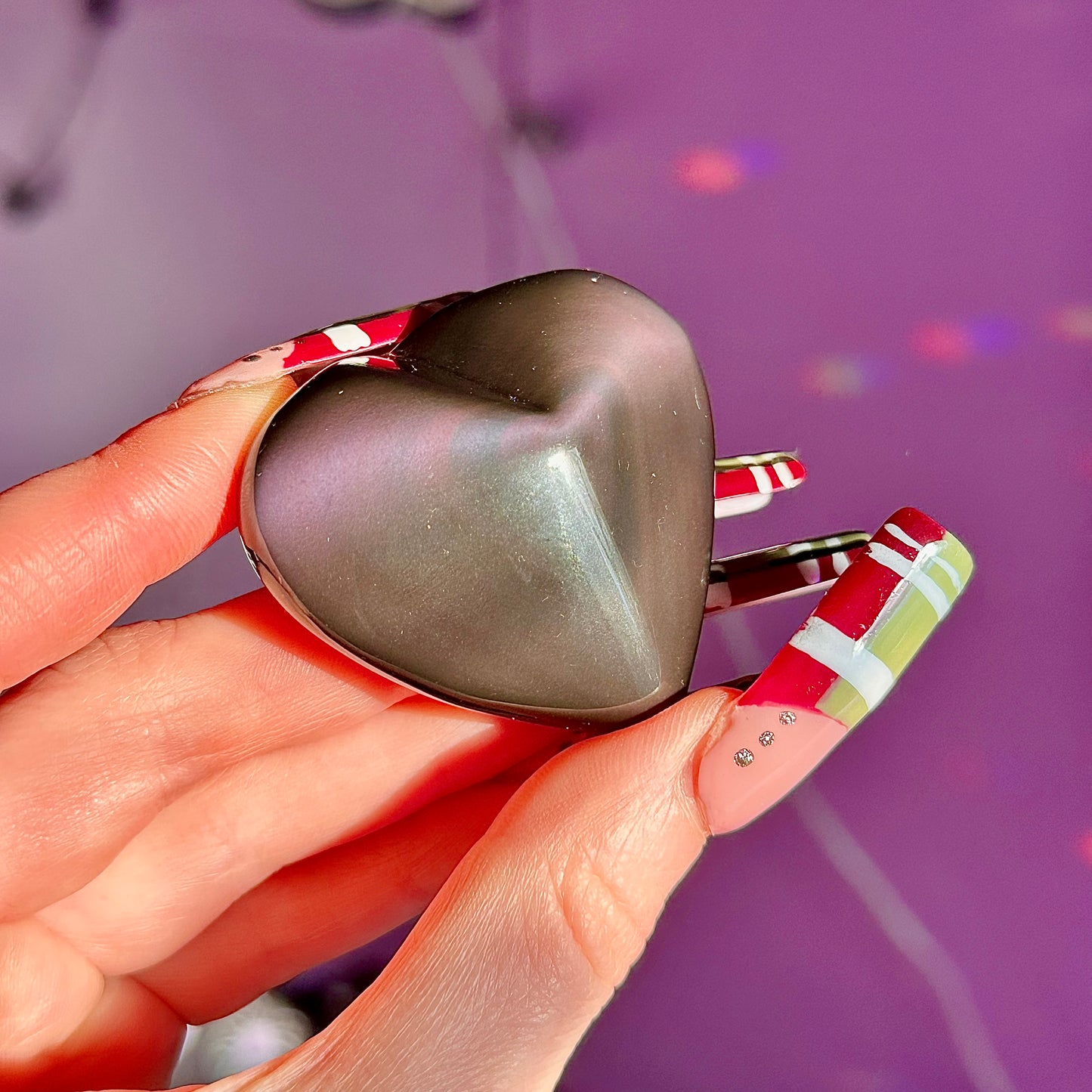 rainbow obsidian heart carvings A & B