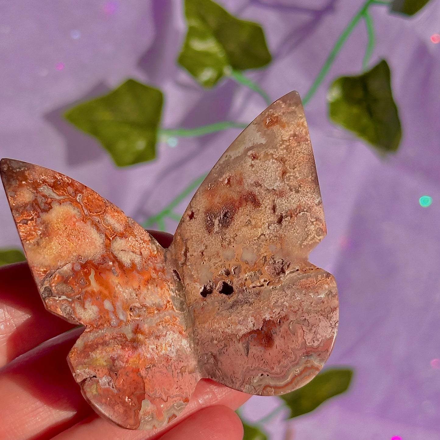 indonesian rare pink lace agate butterflies, self standing ~ choose your own