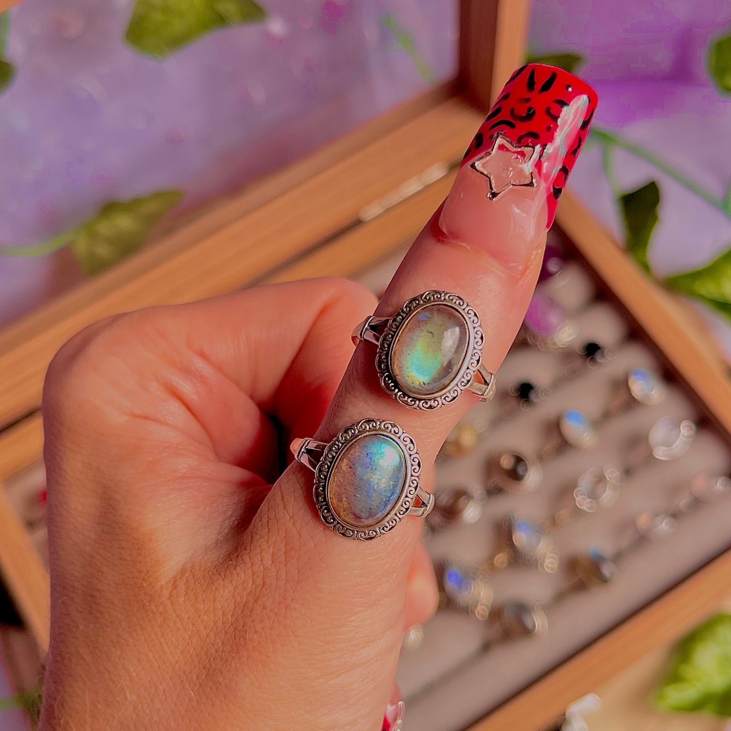 labradorite style B ~ 925 sterling silver adjustable rings / intuitively chosen