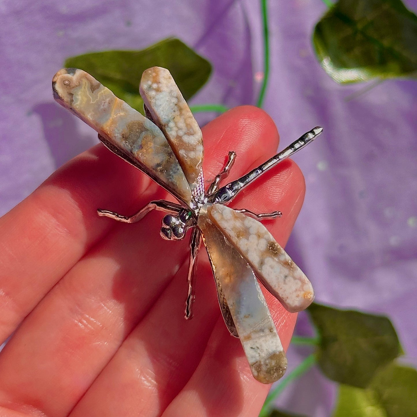 sea jasper butterflies on stand & dragon fly carving ~ choose your own