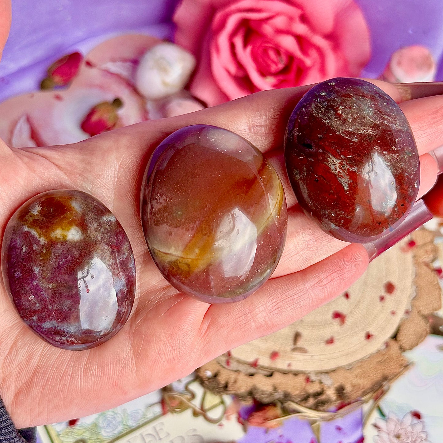 pierres de poche de jaspe océanique rouge ~ choisissez la vôtre