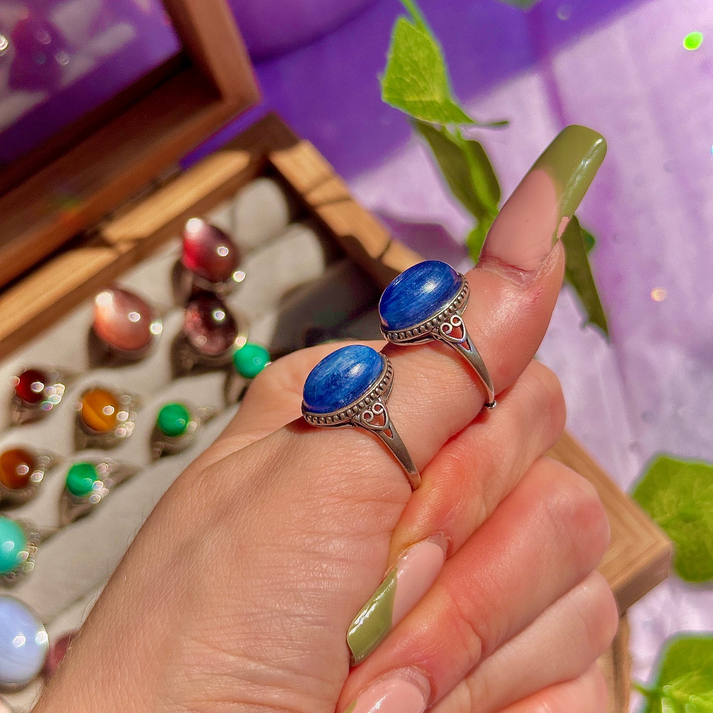 blue kyanite 925 sterling silver adjustable ring