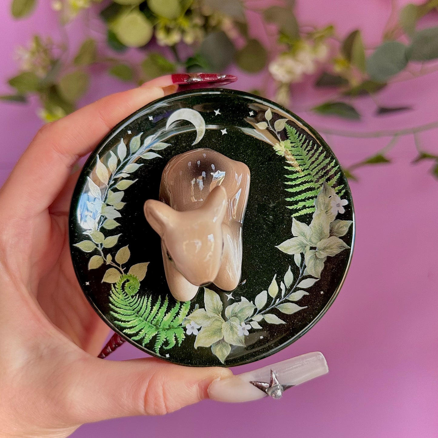 green fawn trinket dish