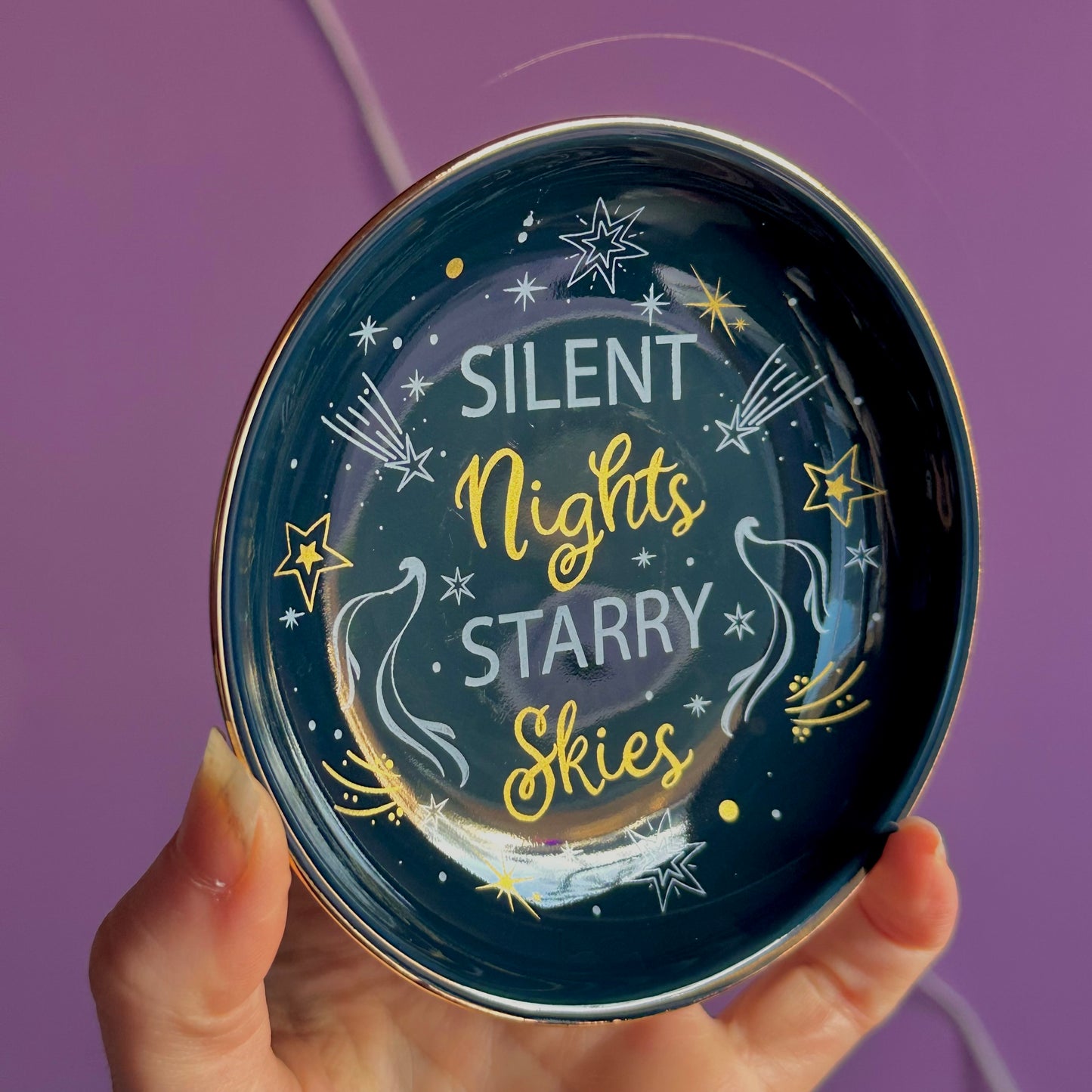 silent night starry skies trinket dish