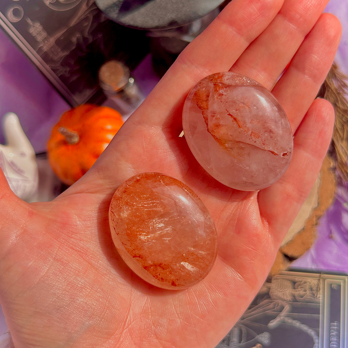 fire quartz palm stone ~ intuitively chosen