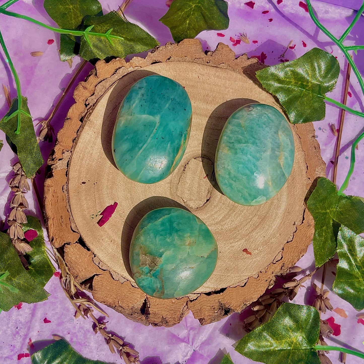 amazonite palm stones ~ intuitively chosen
