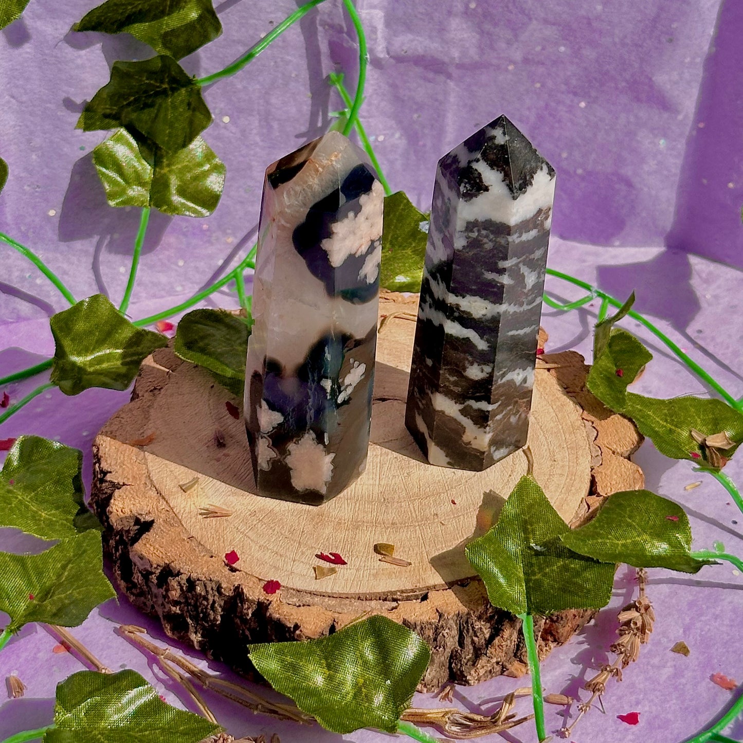 black towers ~ zebra jasper & black flower agate ~ choose your own