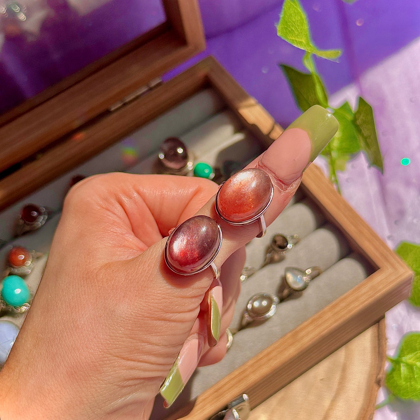 red lepidolite 925 sterling silver adjustable ring
