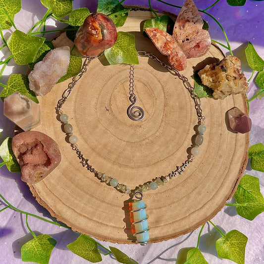 sparkle magick necklace ~ opalite, aquamarine, labradorite, rose quartz, larimar, moonstone, jade
