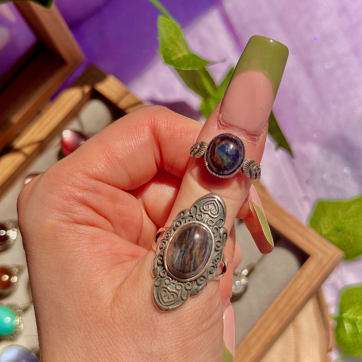 pietersite 925 sterling silver adjustable ring