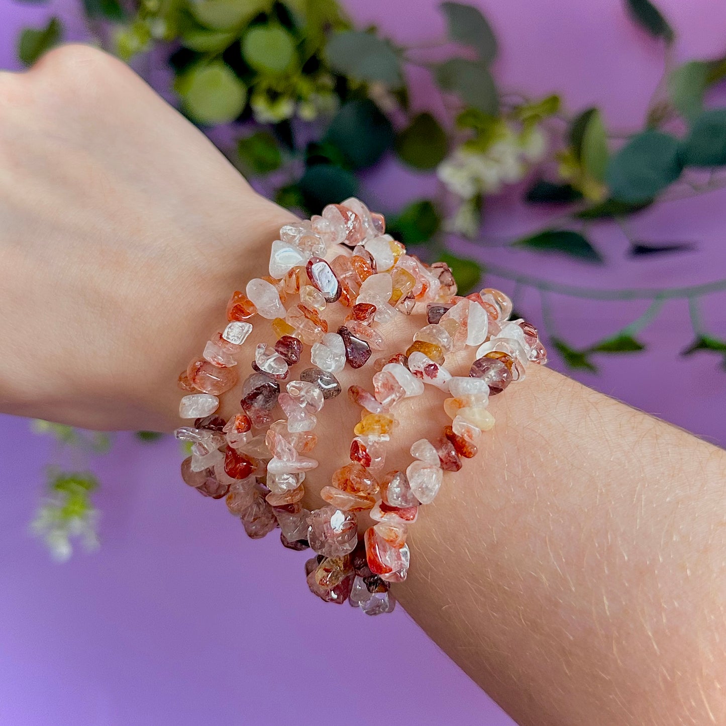 fire quartz chip bracelet