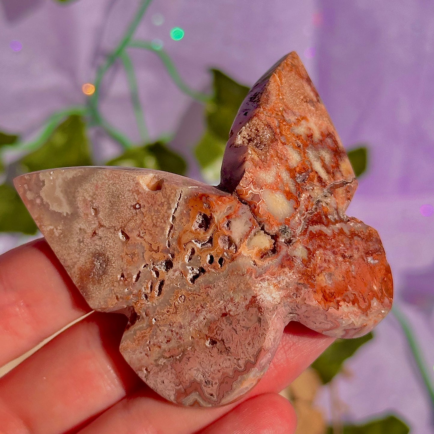 indonesian rare pink lace agate butterflies, self standing ~ choose your own
