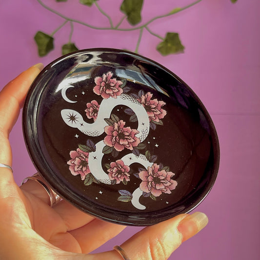 serpentine floral snake trinket dish