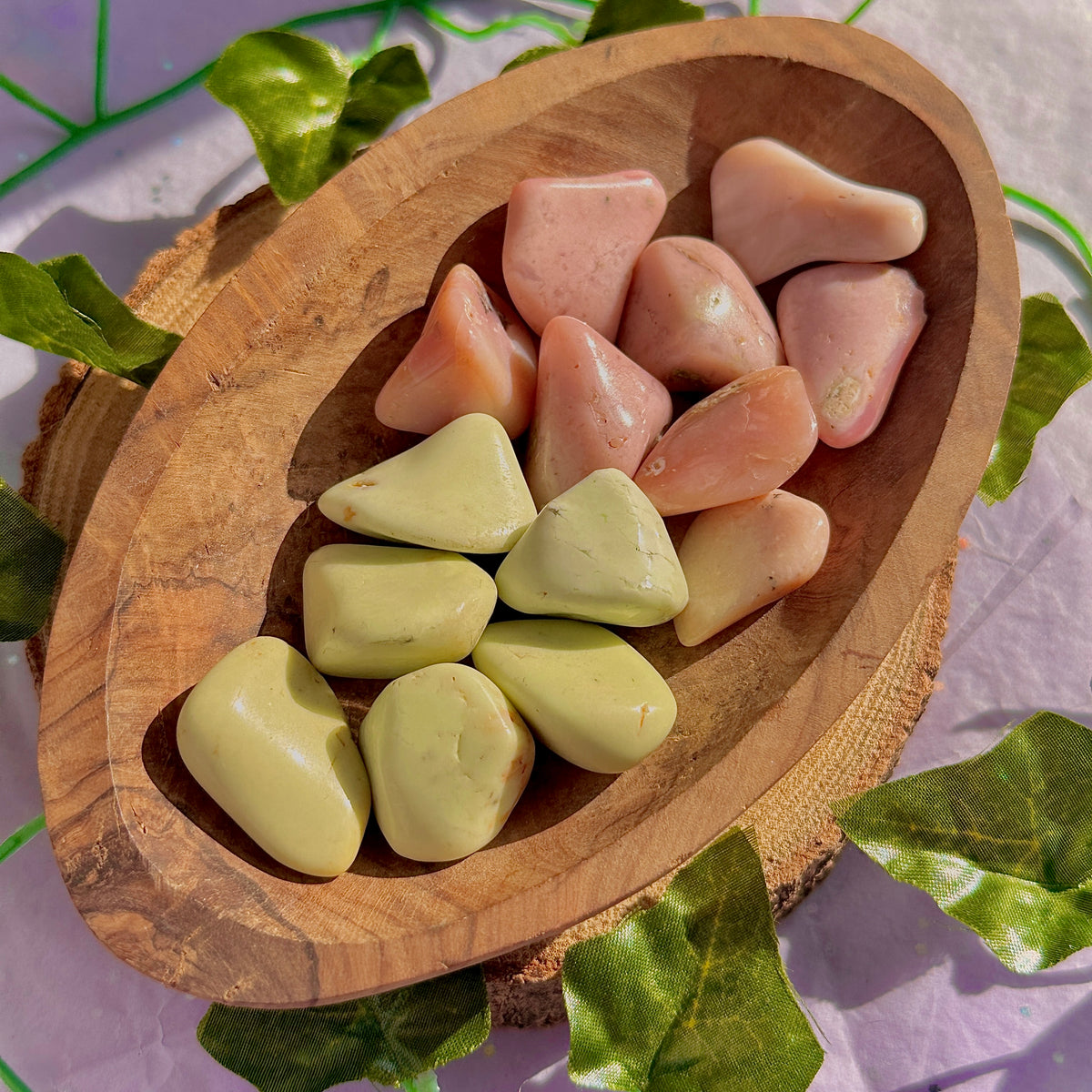 lemon chrysoprase / pink opal tumbles ~ preloved