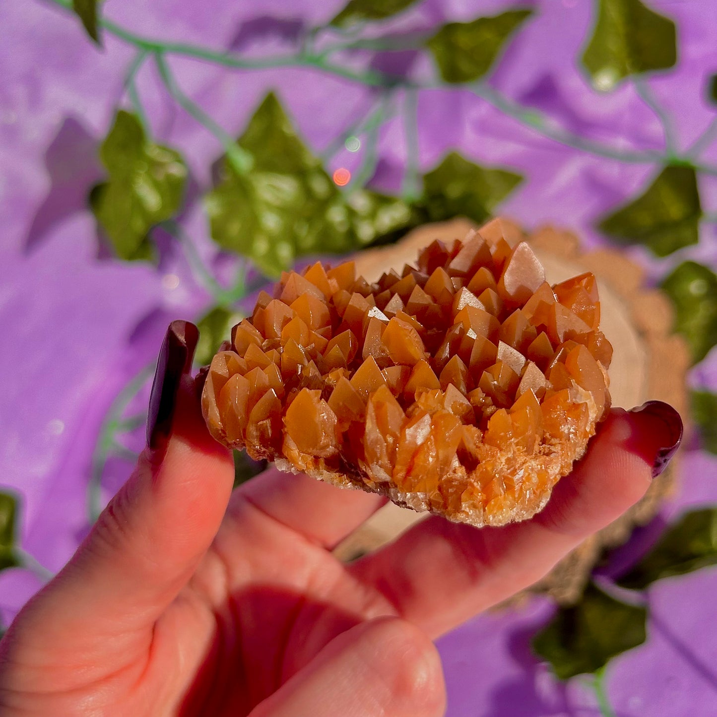orange calcite cluster specimen C
