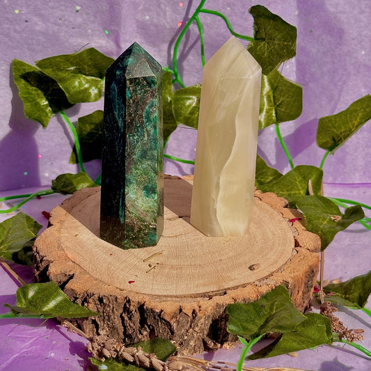 green towers ~ green fuchsite & banded calcite/onyx ~ choose your own