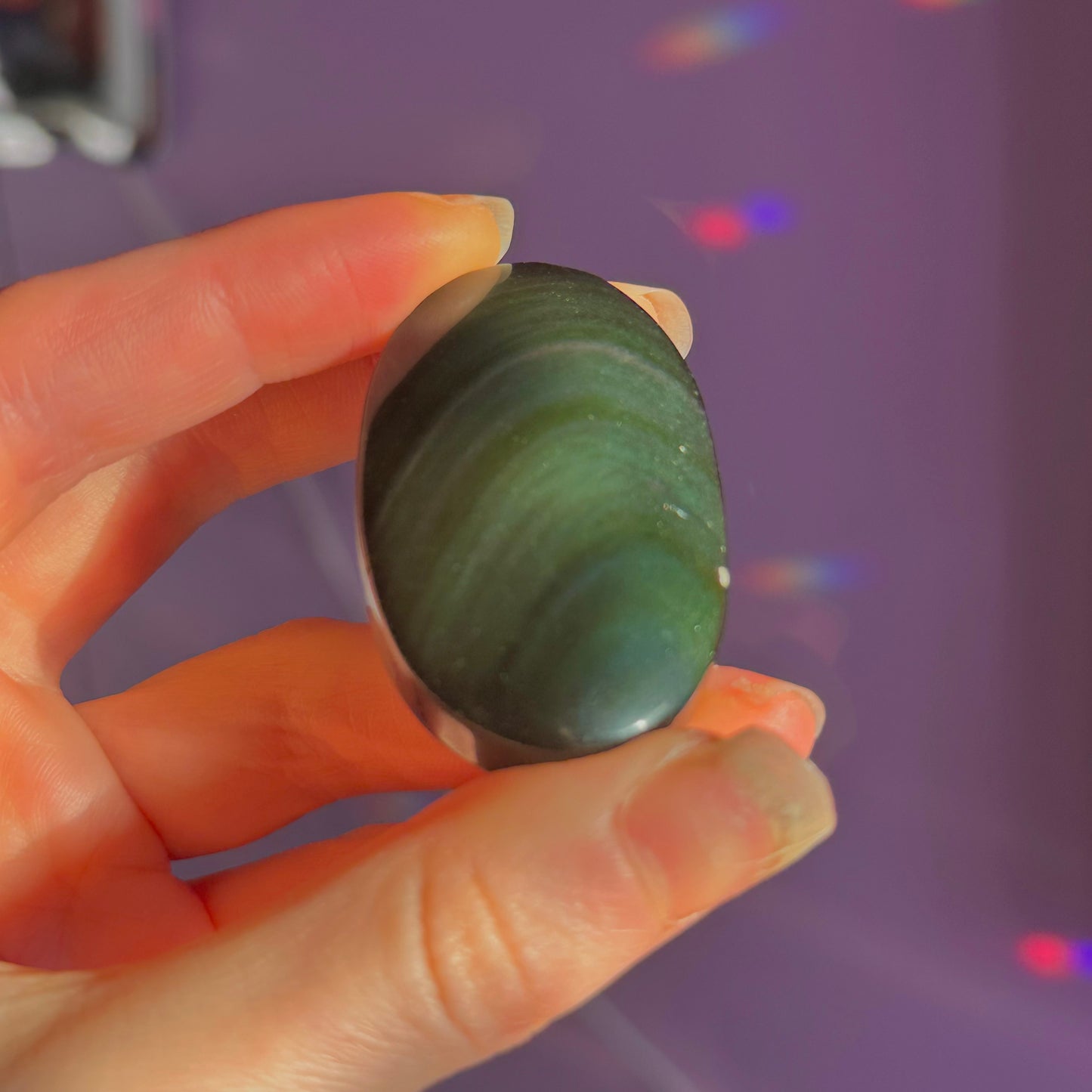 rainbow obsidian palm stone ~ intuitively chosen