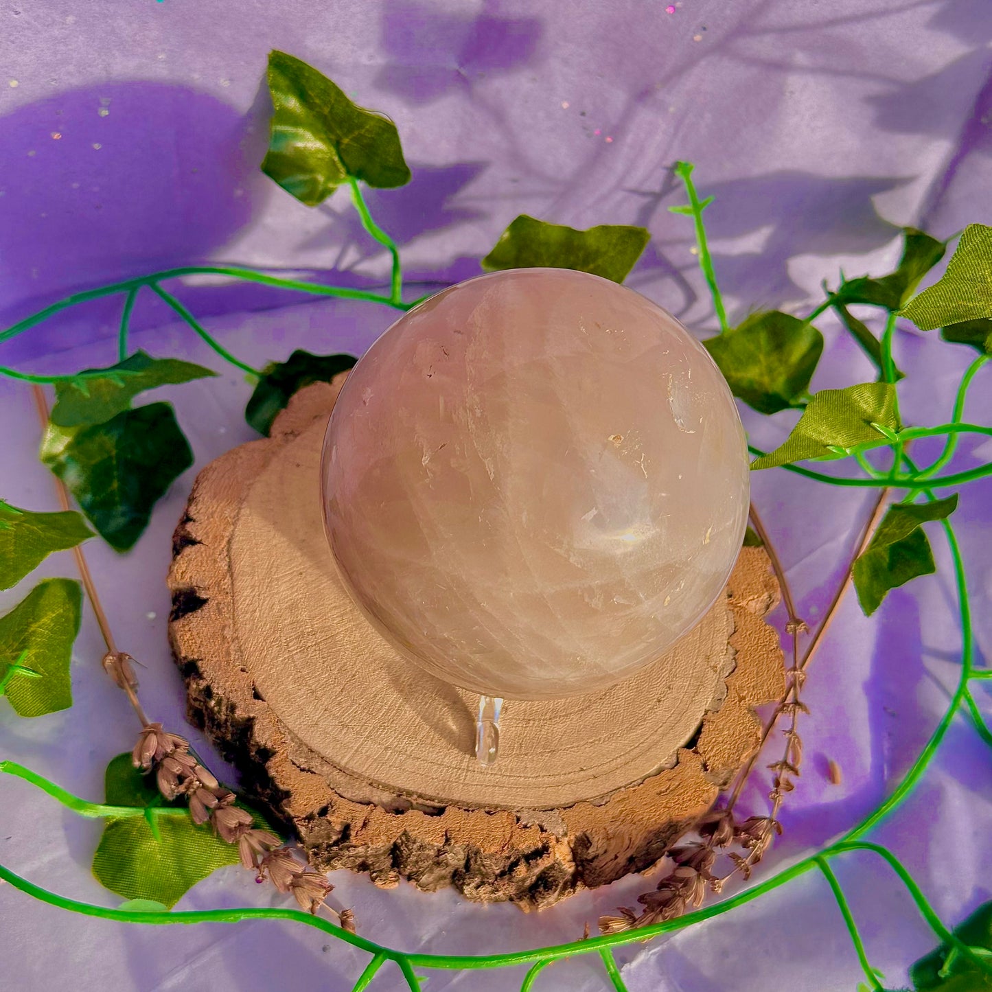 sphère de quartz rose bleu ~ 626g