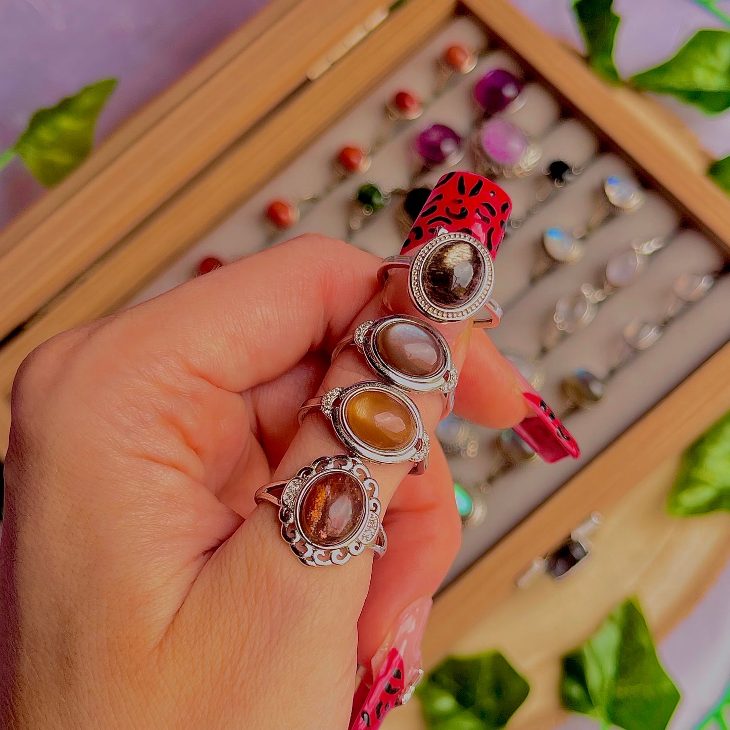 sunstone moonstone ~ 925 sterling silver adjustable rings / choose your own