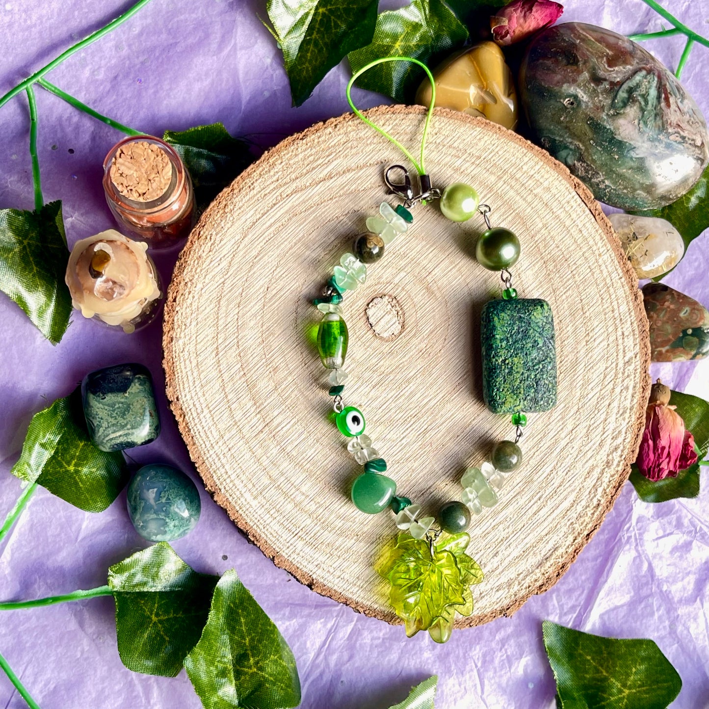 green phone charm
