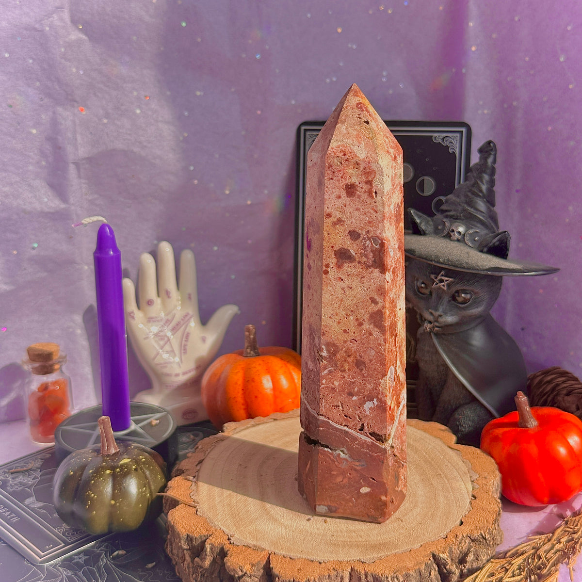 flower jasper “blood splatter” tower