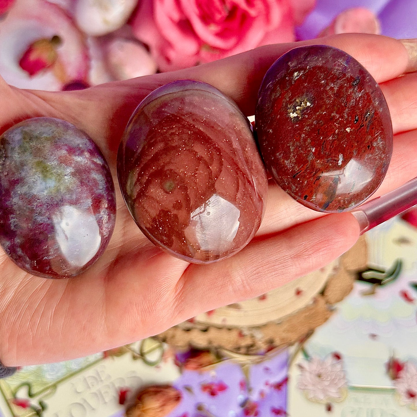 pierres de poche de jaspe océanique rouge ~ choisissez la vôtre