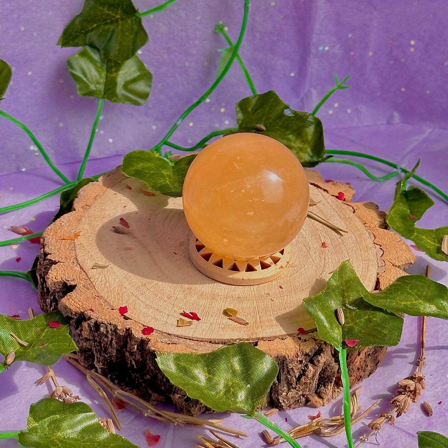 honey calcite sphere