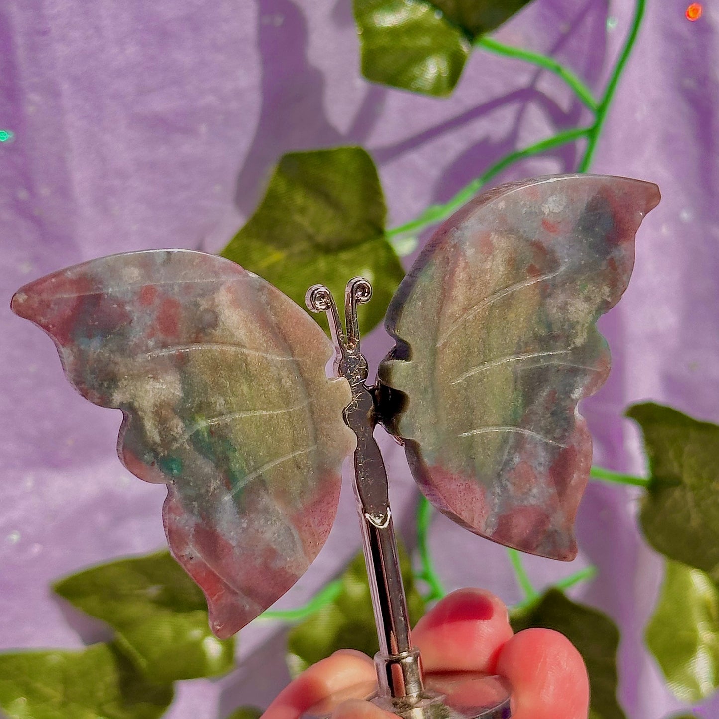 sea jasper butterflies on stand & dragon fly carving ~ choose your own