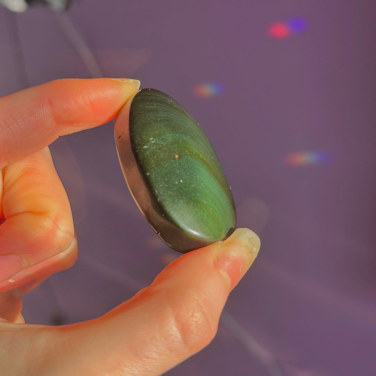 rainbow obsidian palm stone ~ intuitively chosen
