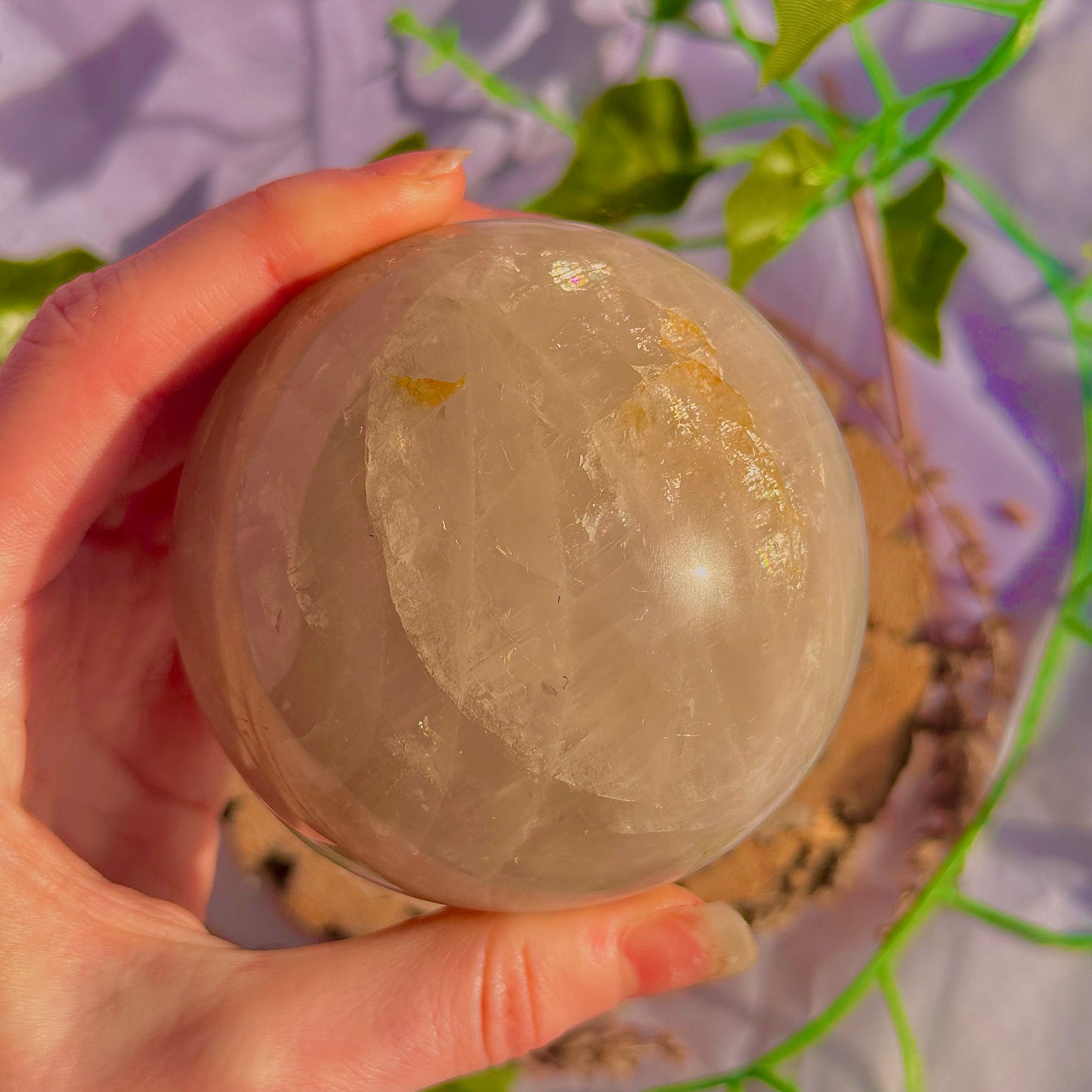 sphère de quartz rose bleu ~ 626g