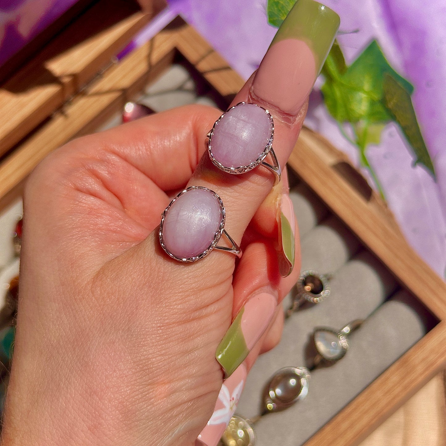 kunzite 925 sterling silver adjustable ring
