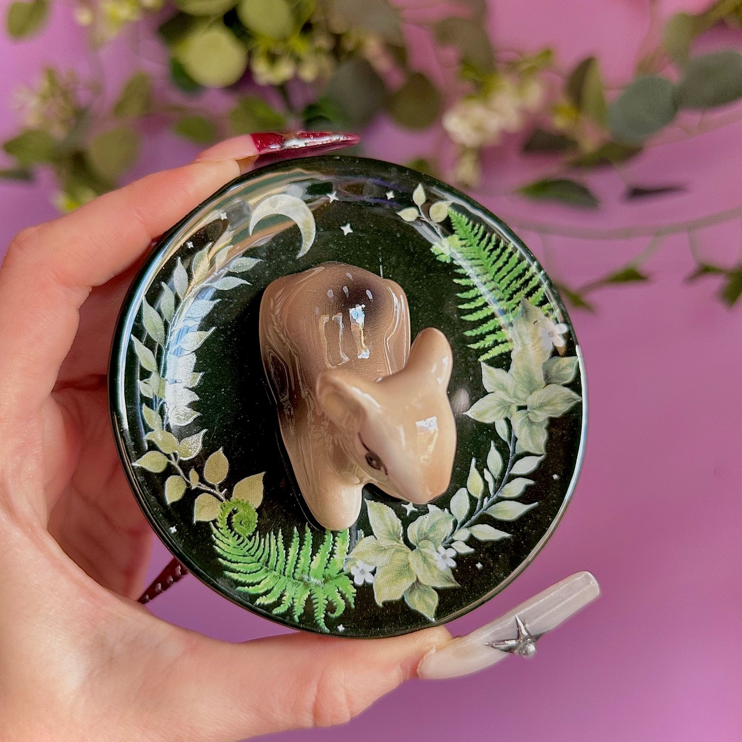green fawn trinket dish