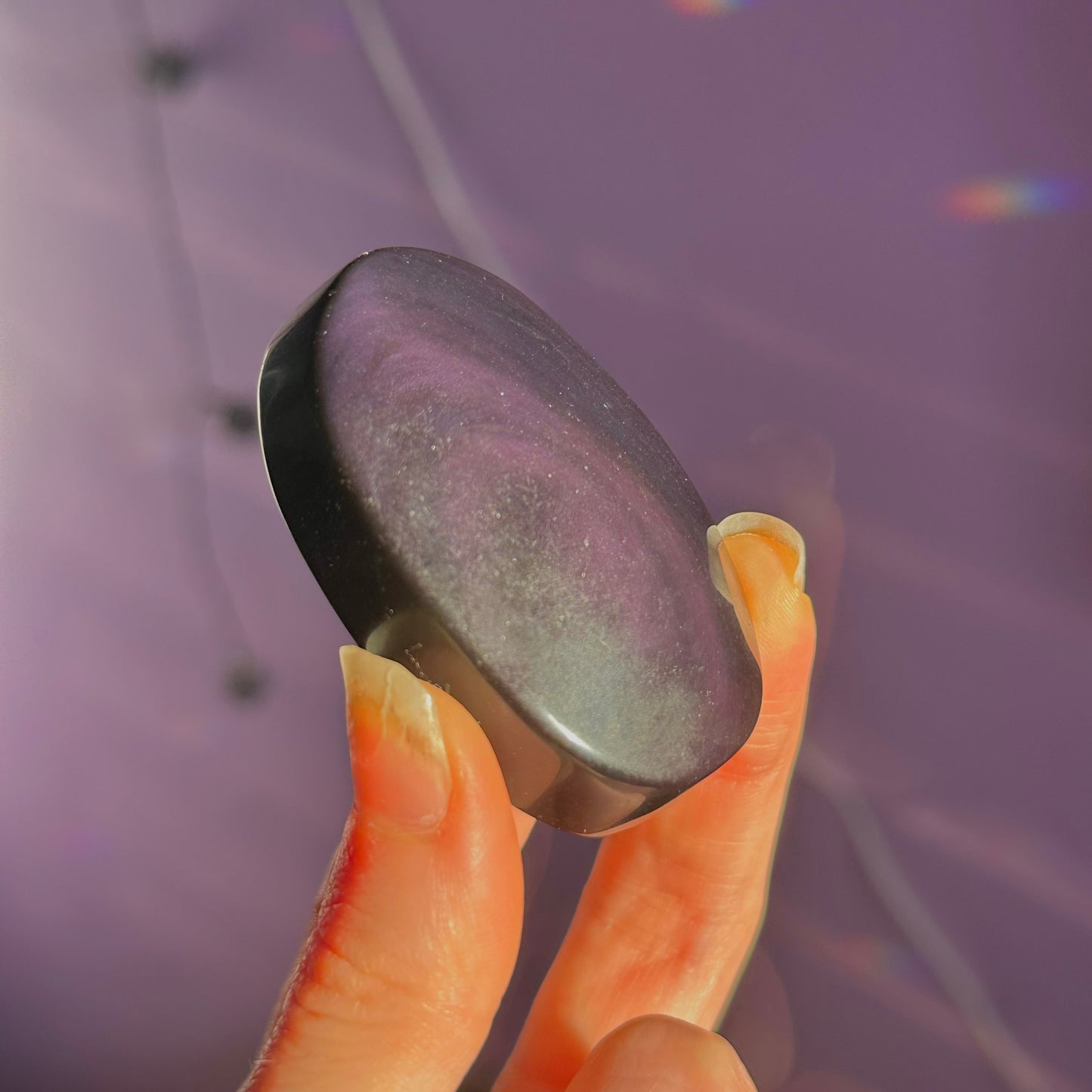 rainbow obsidian palm stone ~ intuitively chosen