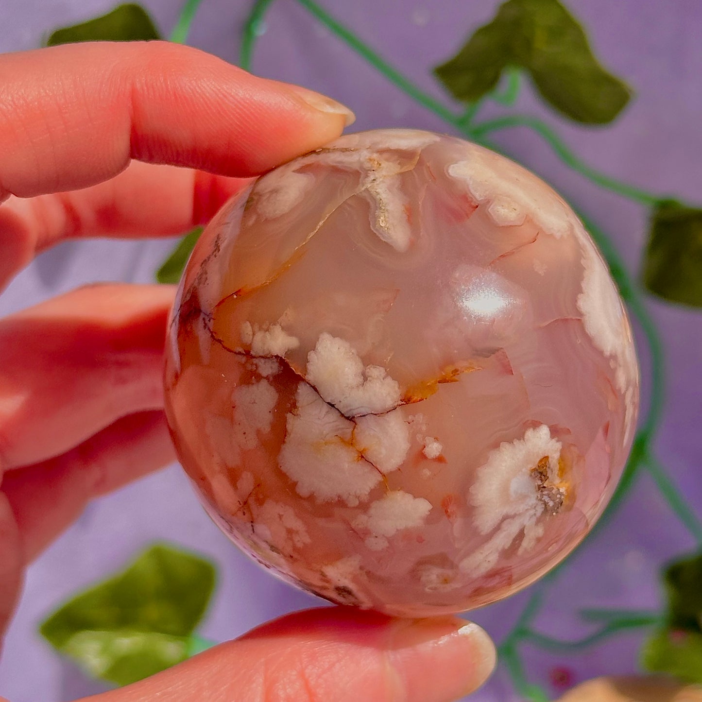flower agate sphere