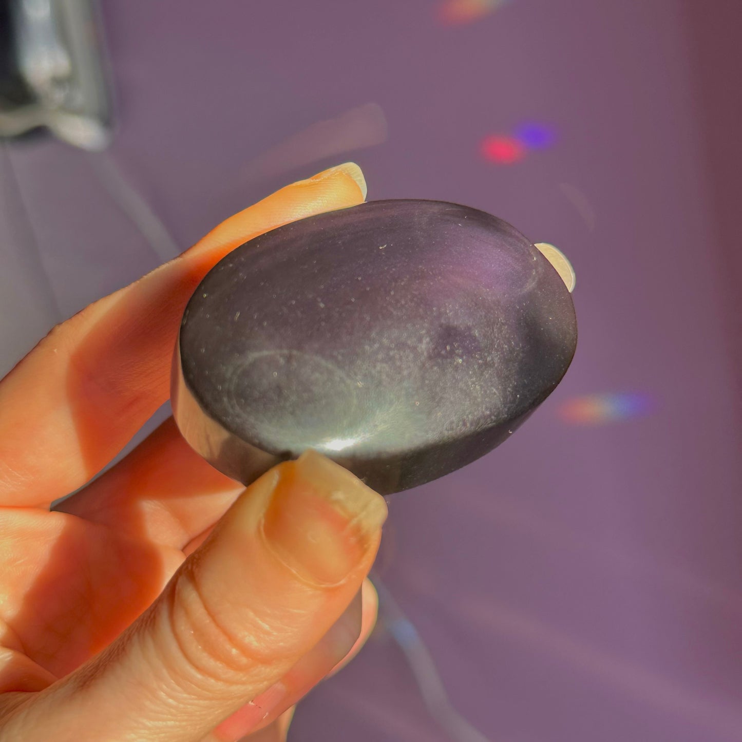 rainbow obsidian palm stone ~ intuitively chosen