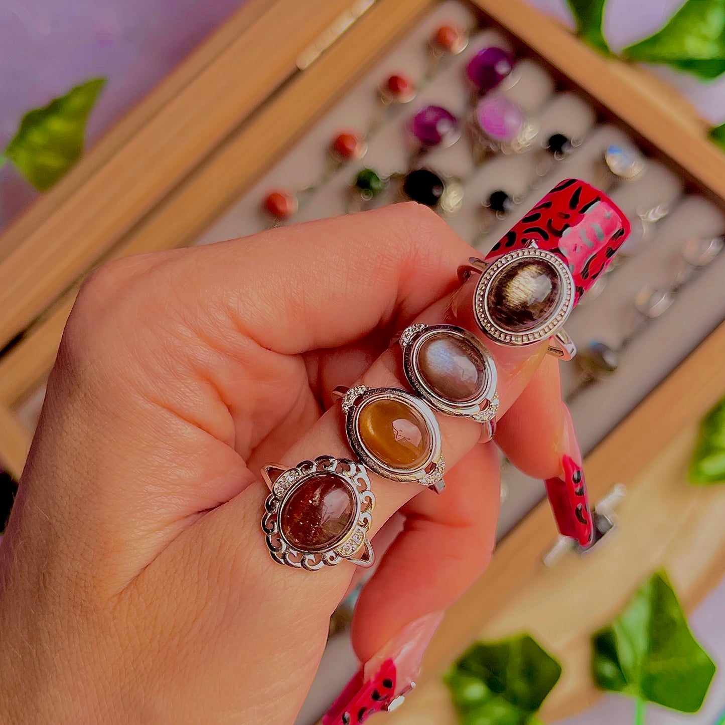 sunstone moonstone ~ 925 sterling silver adjustable rings / choose your own