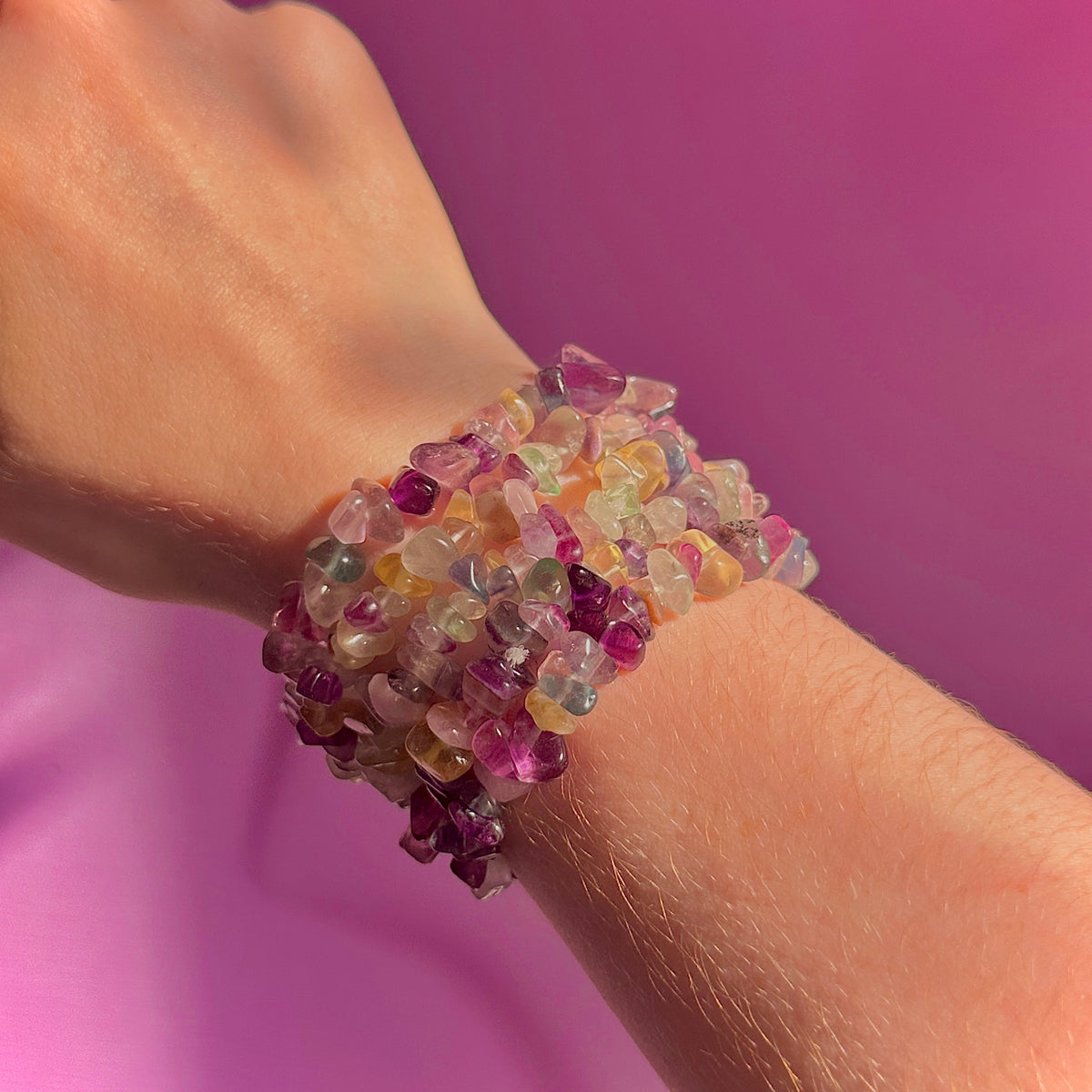 rainbow fluorite chip bracelets