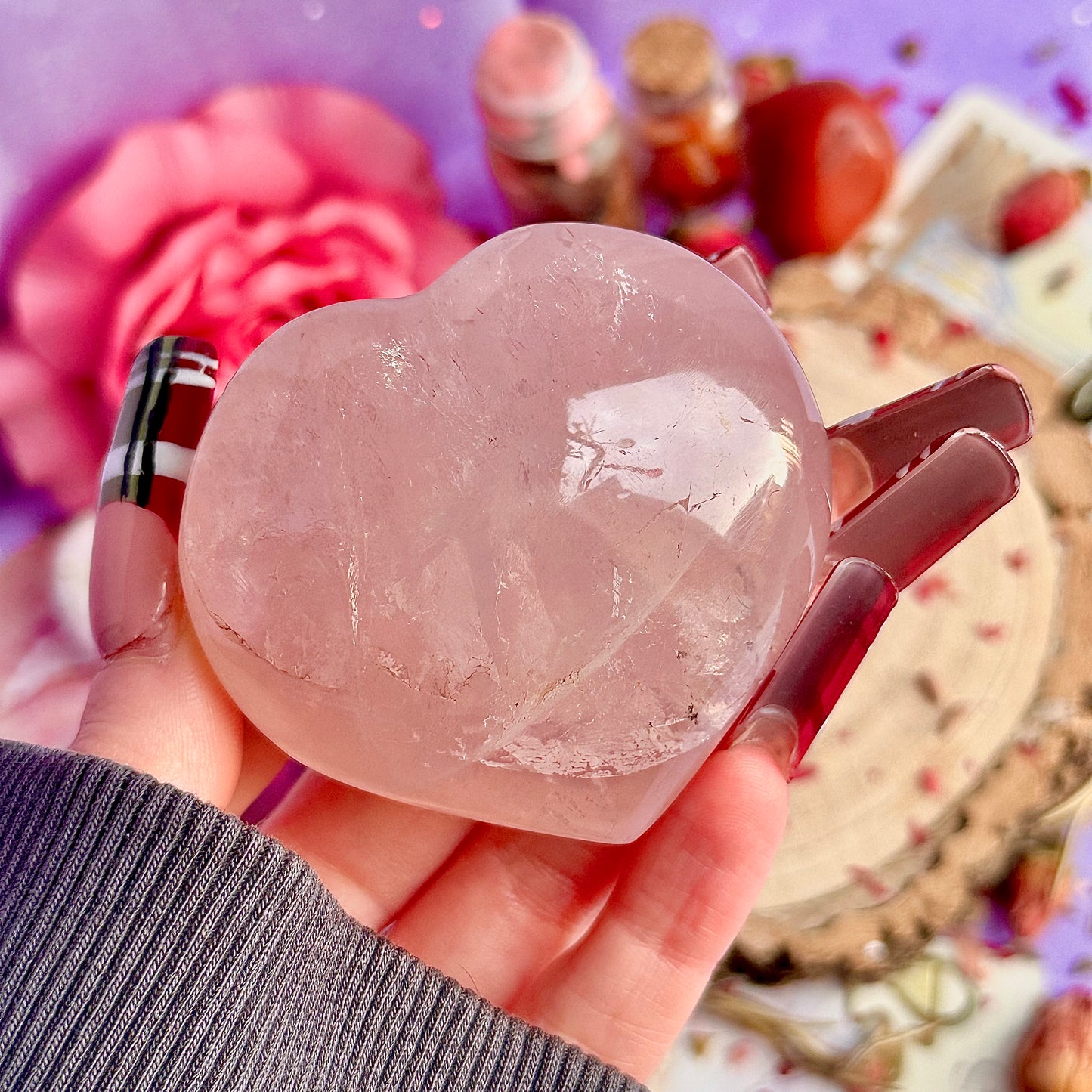 Cœurs en quartz rose starlight asterism ~ choisissez le vôtre