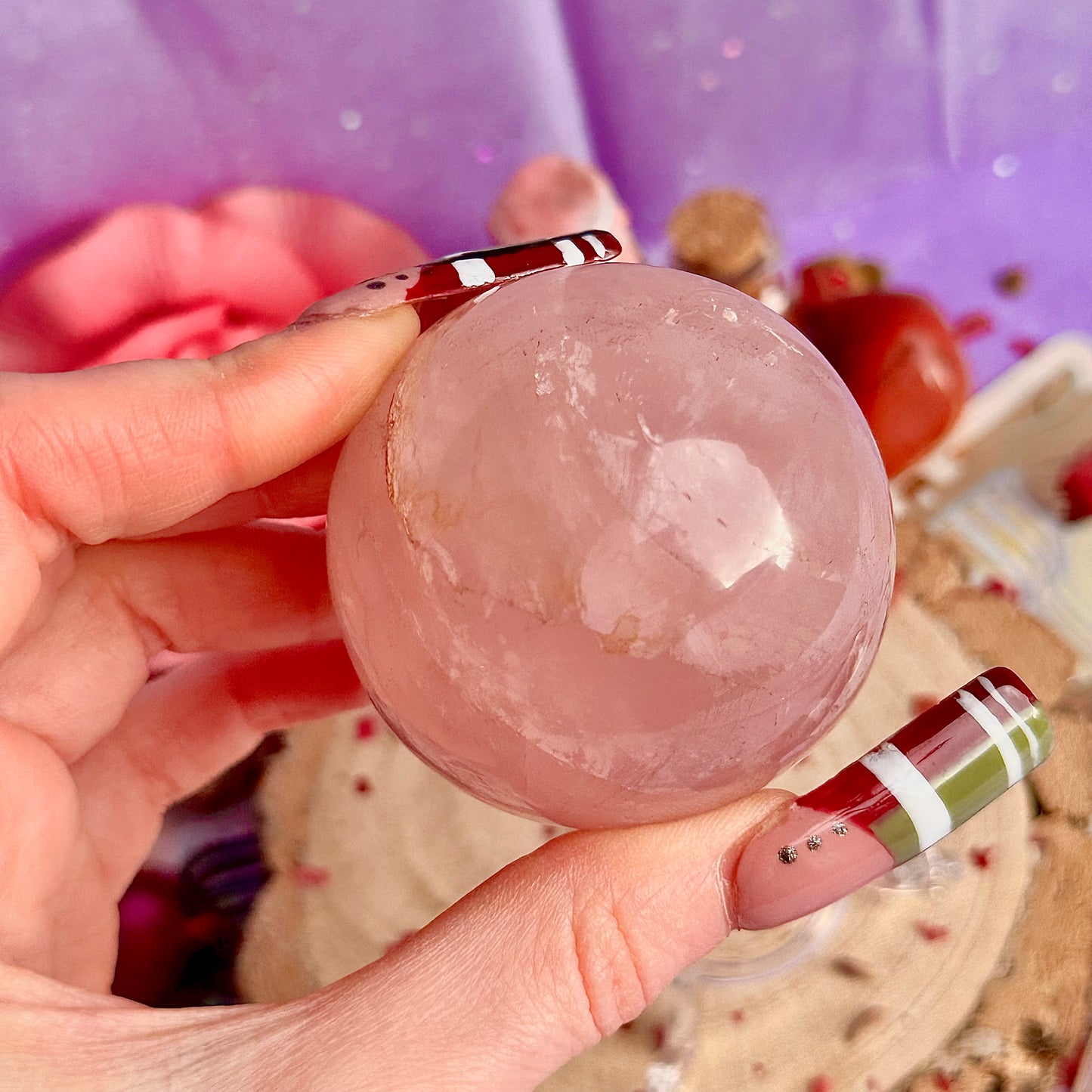 starlight asterism rose quartz sphere A