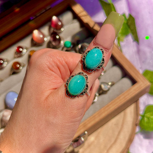 amazonite 925 sterling silver adjustable ring