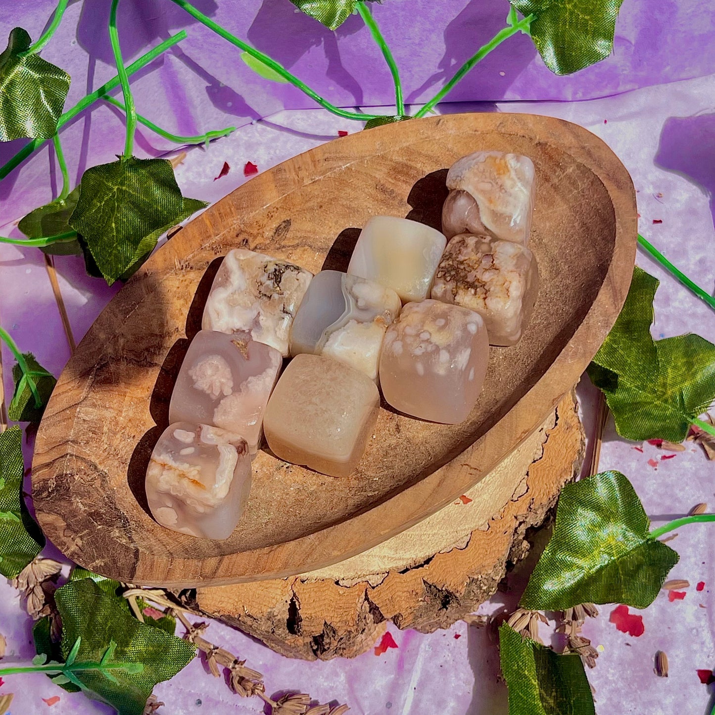 flower agate cubes