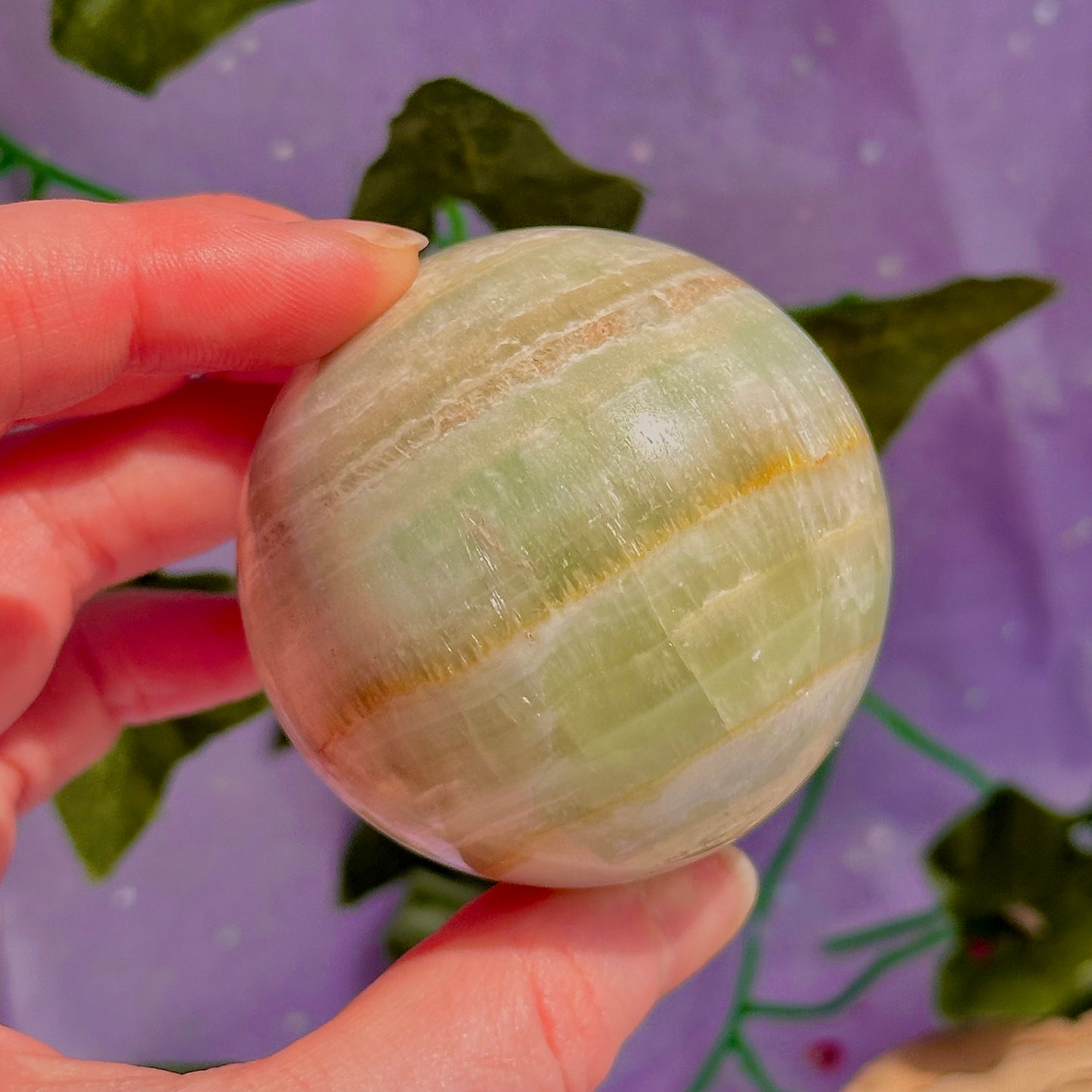 pistachio calcite sphere