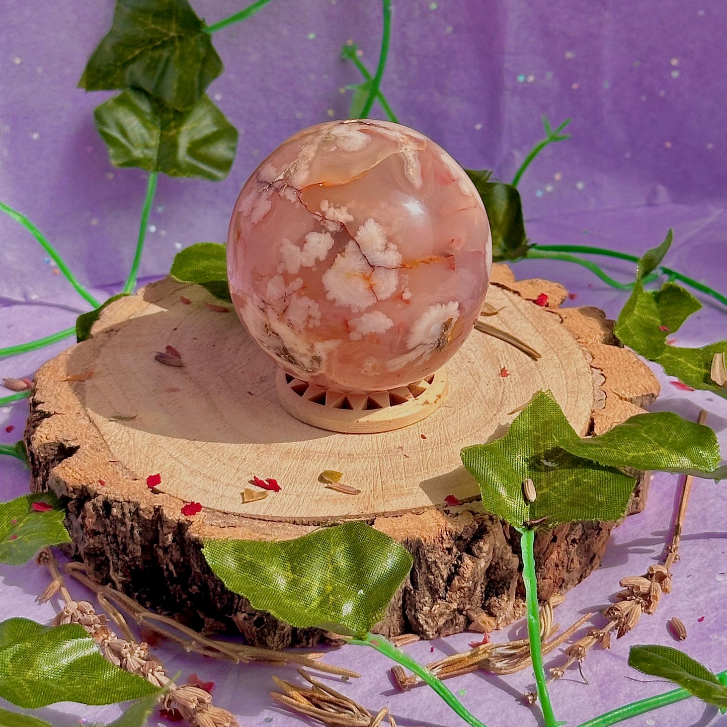 flower agate sphere