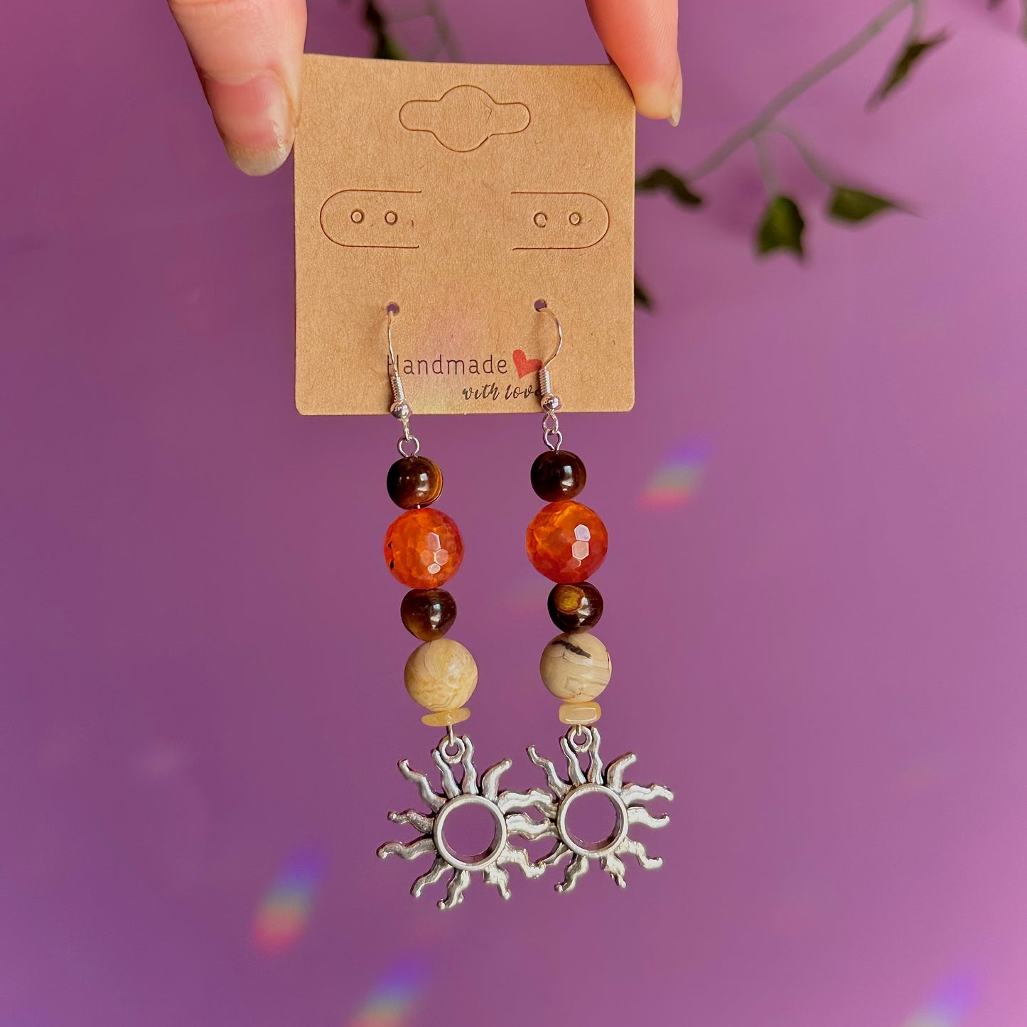 sunny days earrings on 925 hooks ~ tigers eye, crazy lace agate, carnelian and golden healer