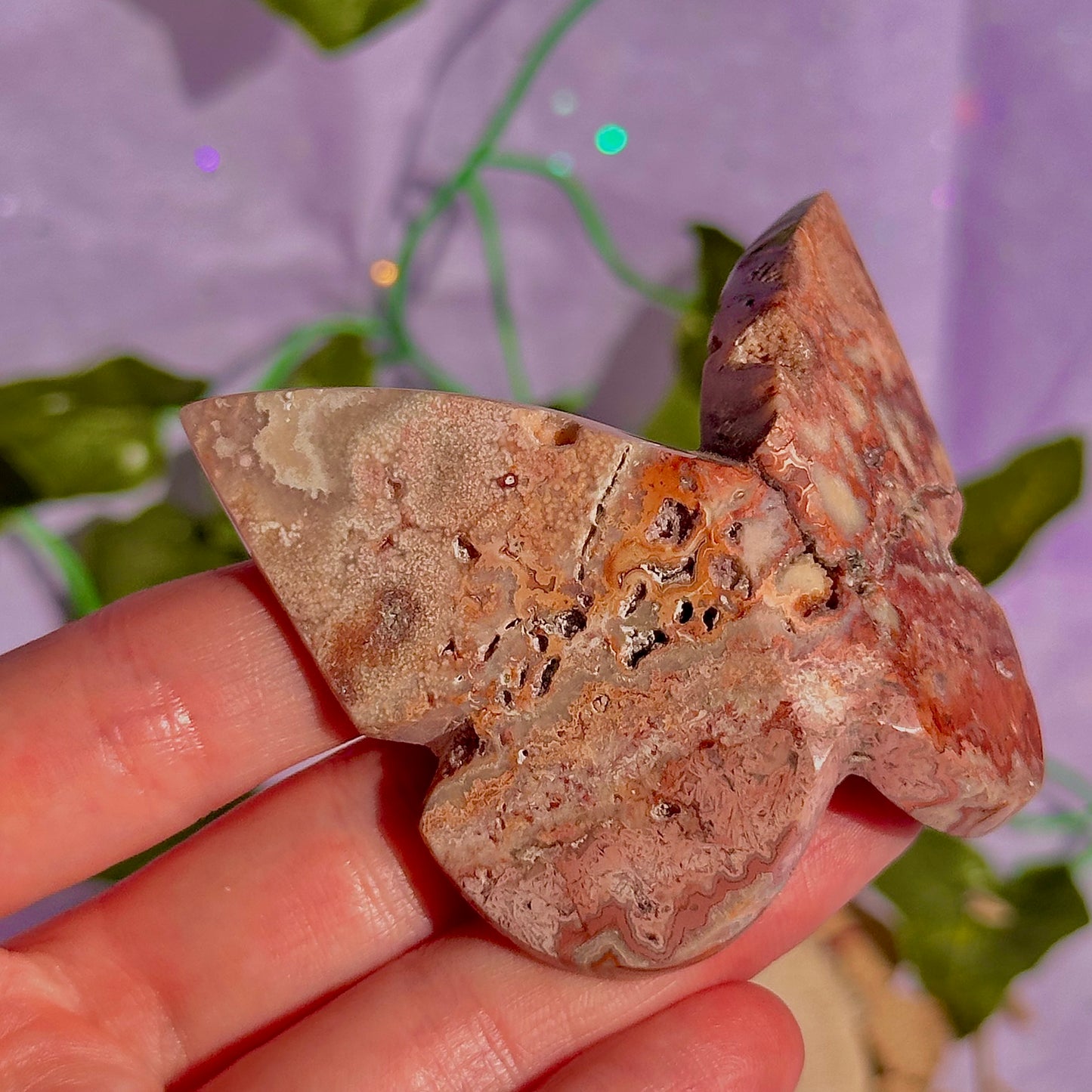 indonesian rare pink lace agate butterflies, self standing ~ choose your own