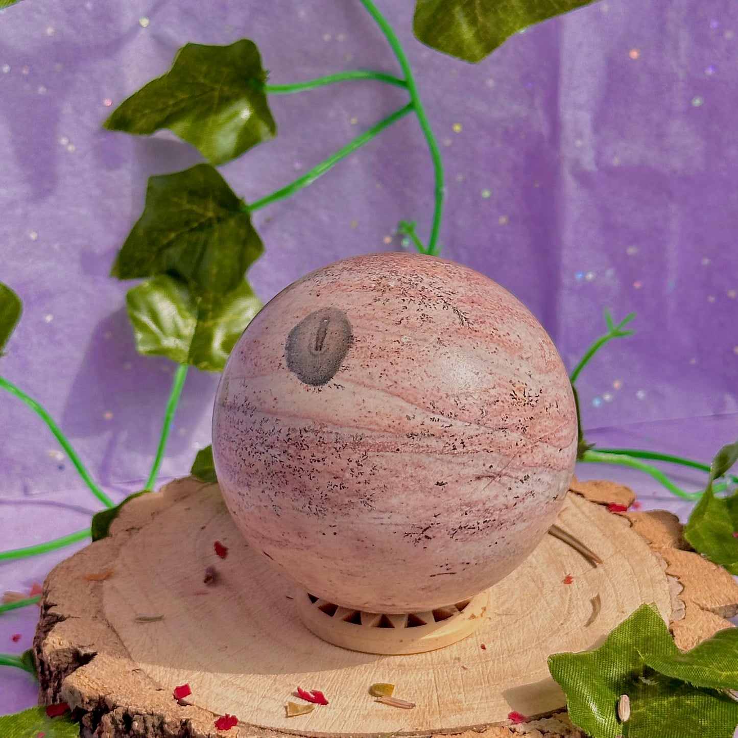 pink picture jasper sphere