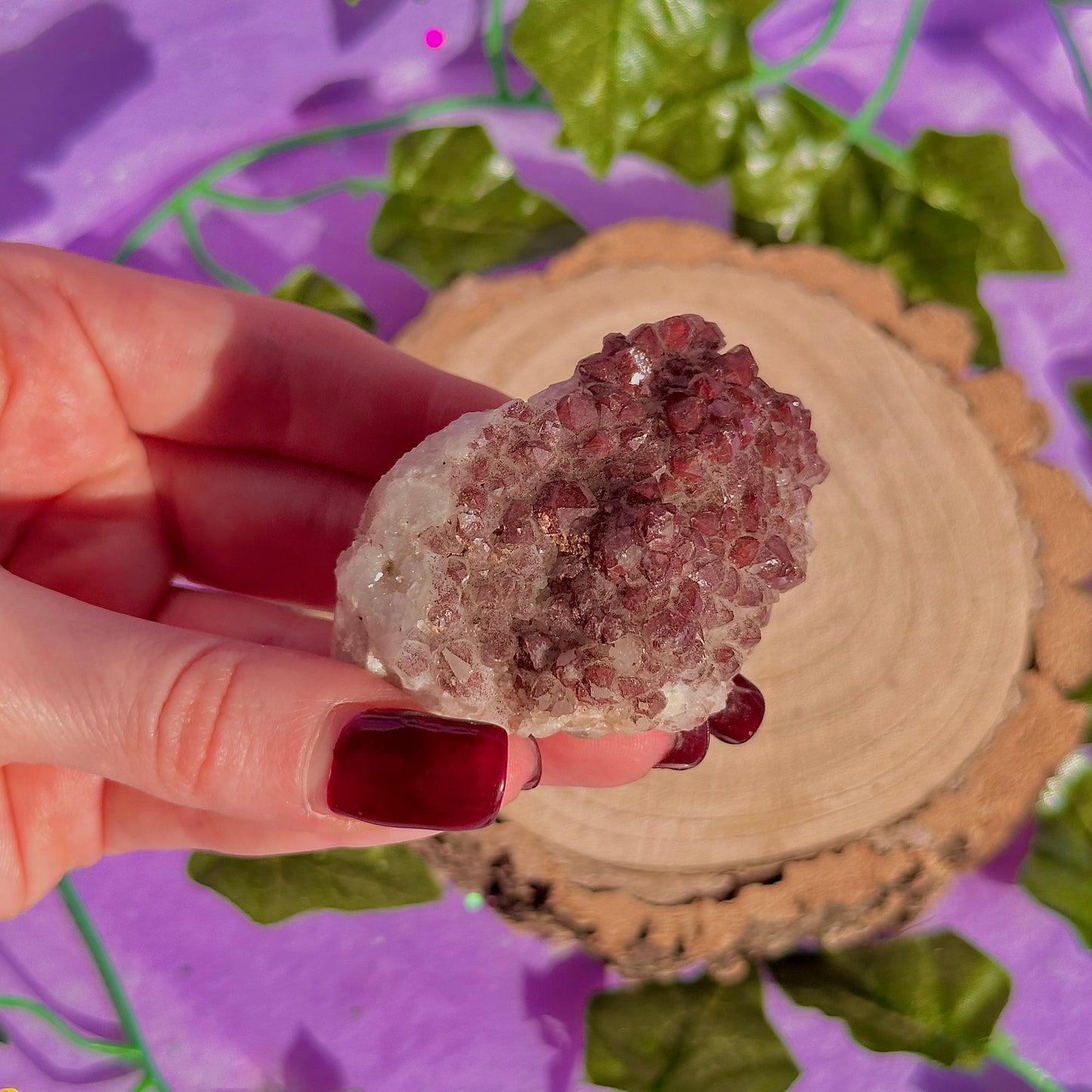 red hematoid quartz cluster